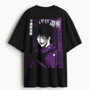 Cotton Round Neck Oversize Purple Anime Tshirt