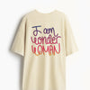 Cotton Round Neck Oversized I'M Wonder Women Tshirt
