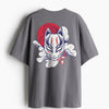 Cotton Round Neck Oversized Flying Cat Tshirt