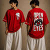 Cotton Round Neck Oversized Open Your Eyes Tshirt
