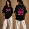 Cotton Round Neck All Eyes On Me Oversized Tshirt