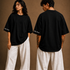Cotton Round Neck Plain Oversized Black Tshirts