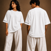 Cotton Round Neck Plain Oversized White Tshirts