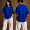 Cotton Round Neck Plain Oversized Royal Blue Tshirt