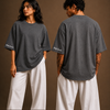Cotton Round Neck Plain Oversized Grey Tshirt