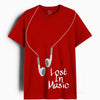 Cotton Round Neck Printed Lost In Music Tshirt