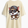 Cotton Round Neck Oversized Street Paws Tshirt