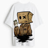 Cotton Round Neck Oversize Masked Mood Tshirt