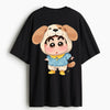 Cotton Round Neck Pawfect Shinchan Oversize Tshirt