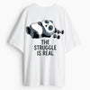 Cotton Round Neck Sleeping Panda Oversize Tshirt