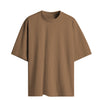 Cotton Round Neck Plain Oversized  Beige Tshirt