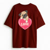 Cotton Round Neck Oversized Pug of Love Tshirt