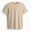 Cotton Round Neck Plain Regular Beige Tshirt