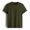 Cotton Round Neck Plain Olive Regular Tshirt