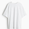 Cotton Round Neck Plain Oversized White Tshirt